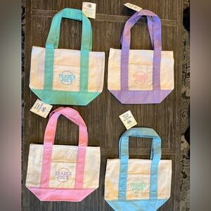 NWT Trader Joe’s Mini Pastel Canvas Tote Bag set of 4